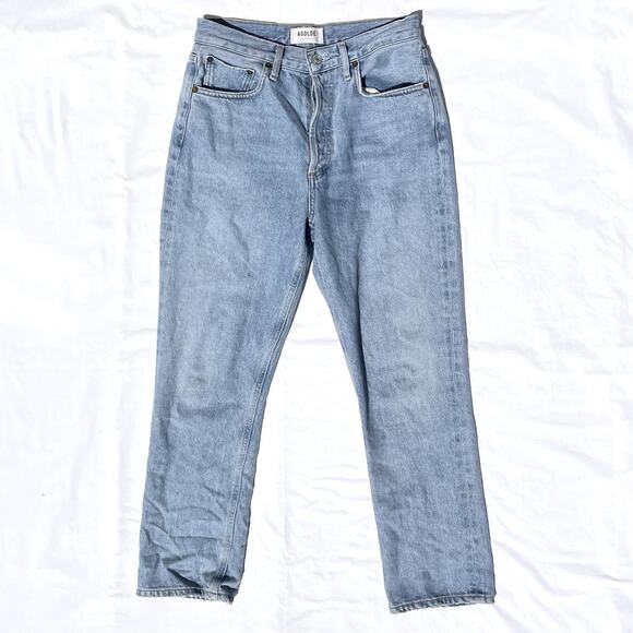 Agolde Denim - Agolde Riley Straight Leg Button Fly Jeans Womens 27 Blue Light Wash Organic